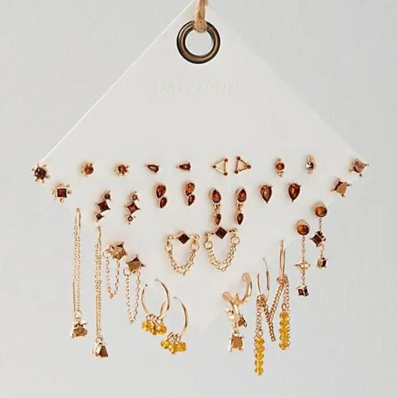FREE PEOPLE Set For Life Stud Earring Set In Amber NWT - Picture 1 of 6